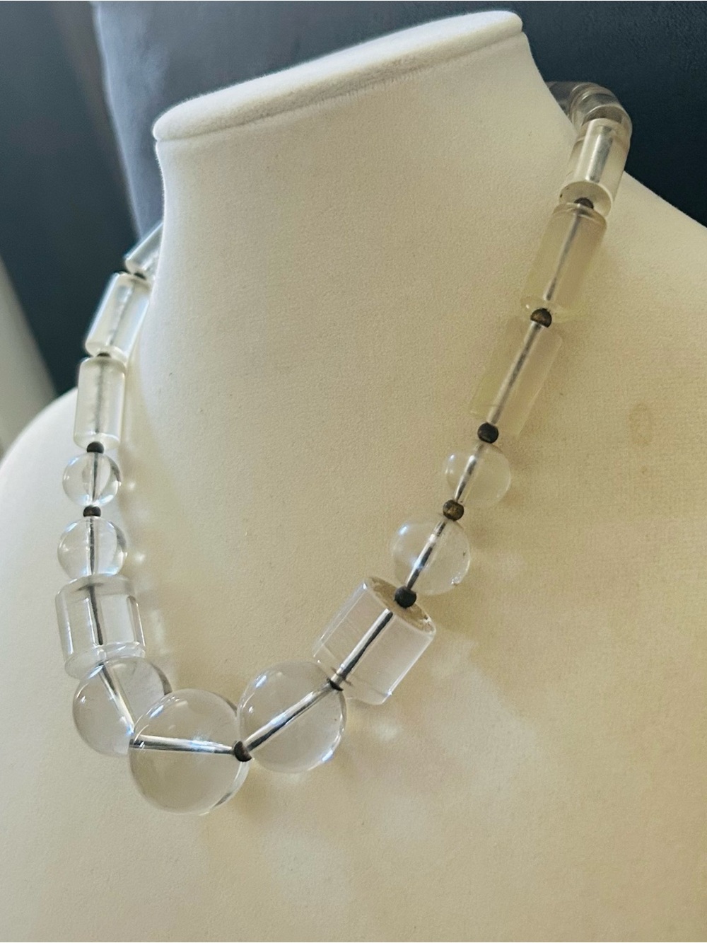Vintage Clear Acrylic Beaded Statement Necklace